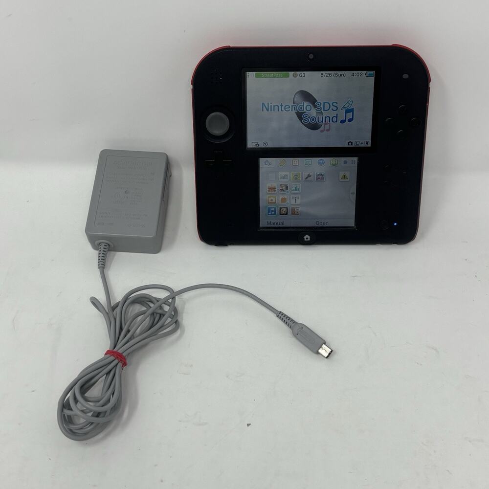 Nintendo 2DS Console Red Charging Cable SD Card NO Stylus NO Games